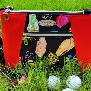 Red and Black Golf Bag Print Crossbody Bag